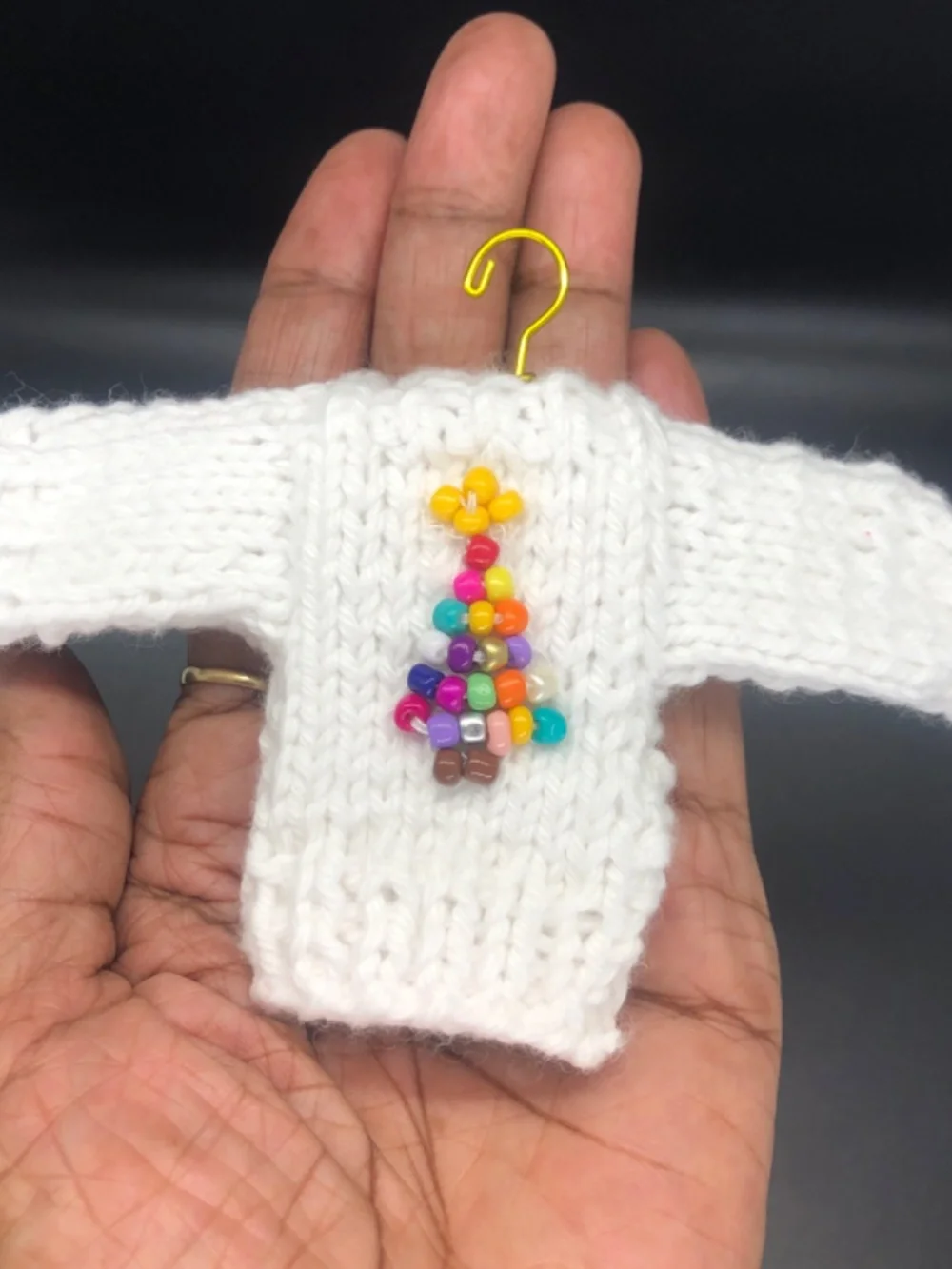 Mini Crochet Sweater Ornament, Tiny Christmas Tree Ornaments Handmade, Gift Tag